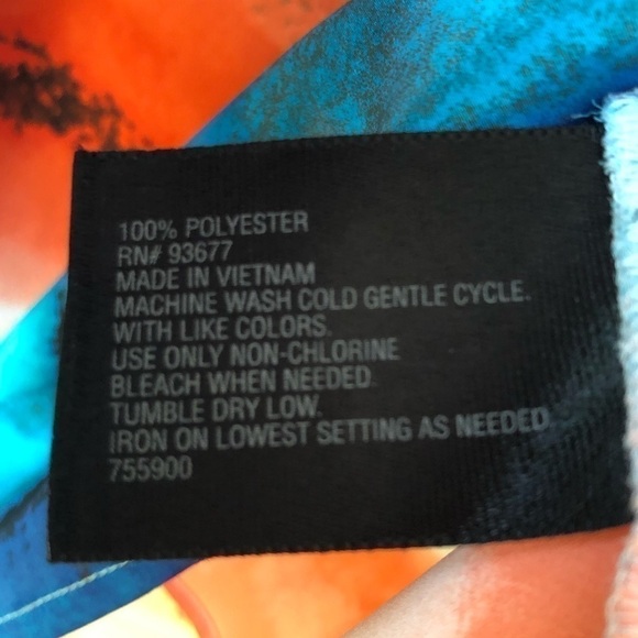 Worthington sleeveless bright watercolor asymmetrical drape neck blouse size M - Picture 9 of 12